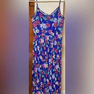 Lauren Conrad Blue Floral Midi Dress Size XS